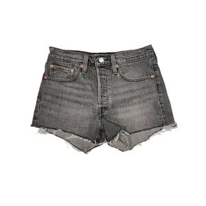 Levi’s 501 Original High Rise Cutoff Denim Shorts Black W26 Button Fly Frayed